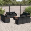 vidaXL Set Divani da Giardino 13pz con Cuscini Nero in Polyrattan