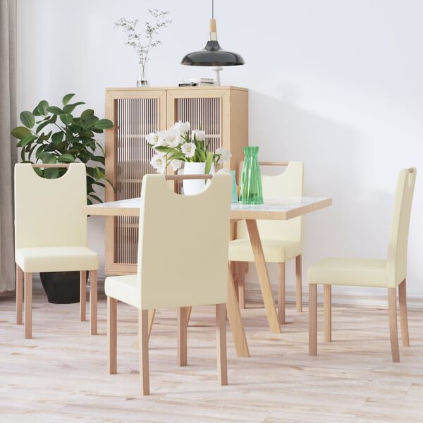 vidaXL Sedie da Pranzo 4 pz Crema in Similpelle