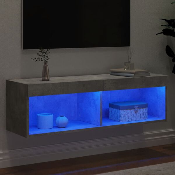 vidaXL Mobile Porta TV con Luci LED Grigio Cemento 100x30x30 cm