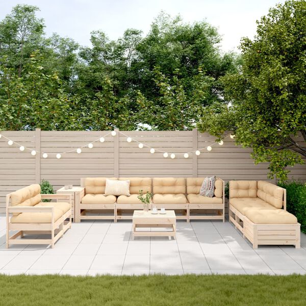 vidaXL Set Divani da Giardino 11 pz in Legno Massello di Pino