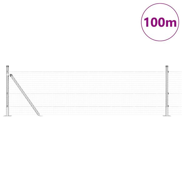 vidaXL Recinzione con pali. Argento 0.4 x 100 m Acciaio