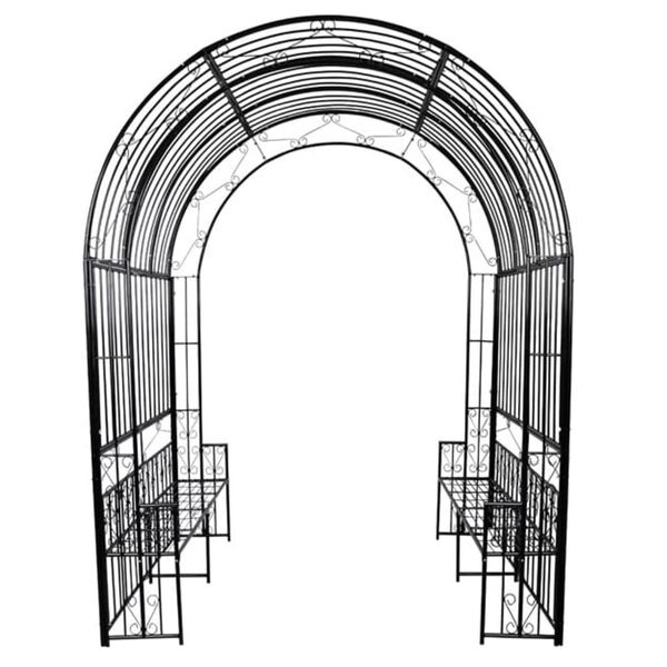 Arco rose e rampicanti con panchine in ferro, da giardino