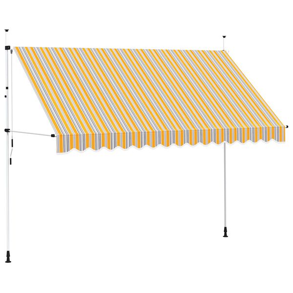 vidaXL Tenda da Sole Retrattile Manuale 350 cm a Strisce Blu e Gialle