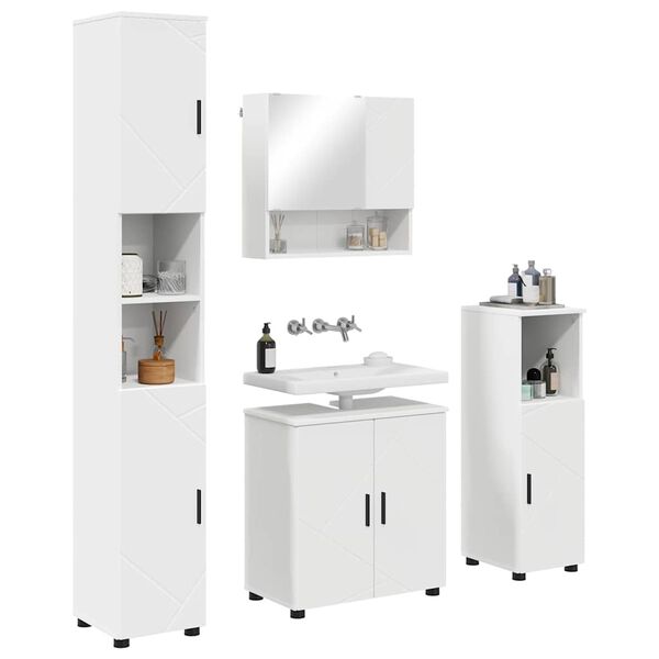 vidaXL Set di mobili per il bagno Montaggio a parete 4 pcs Bianco