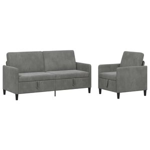 vidaXL Set di Divani con Storage 2 pz Grigio Scuro Poliestere