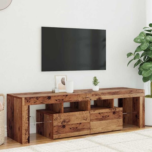 vidaXL Mobile Porta TV con LED Legno Antico 140x36,5x40 cm Multistrato
