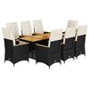 vidaXL Set Bistr&ograve; da Giardino 9 pz con Cuscini in Polyrattan Nero