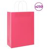 vidaXL Sacchetti di Carta 250 pz con Manici Rosa 26x12x35 cm