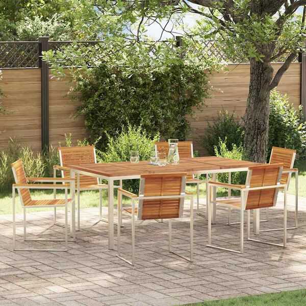 vidaXL Set da Pranzo per Giardino 7 pcs Legno di Acacia Massello