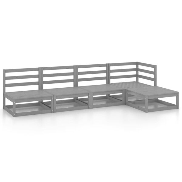 vidaXL Set Divani da Giardino 5 pz Grigio in Legno Massello di Pino