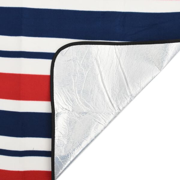 vidaXL Tovaglia Picnic Pieghevole Strisce Rosse Blu 200x150 cm Velluto