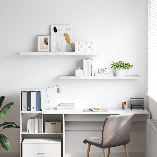 vidaXL Scaffale da parete 2 pcs Marmo Bianco 120 x 23,5 x 4 cm