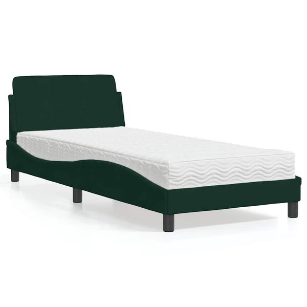 vidaXL Letto con Materasso Dover Verde Scuro 90x200 cm in Velluto