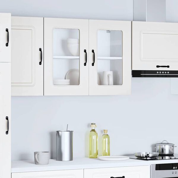 vidaXL Pensile da Cucina con Porta in Vetro Kalmar Bianco Truciolato