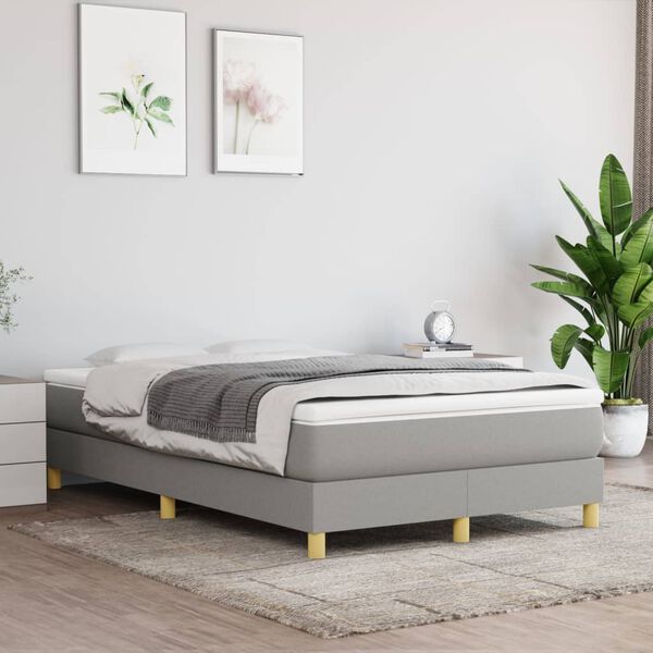 vidaXL Struttura Letto a Rete a Molle Grigio Chiaro 120x200 cm Tessuto
