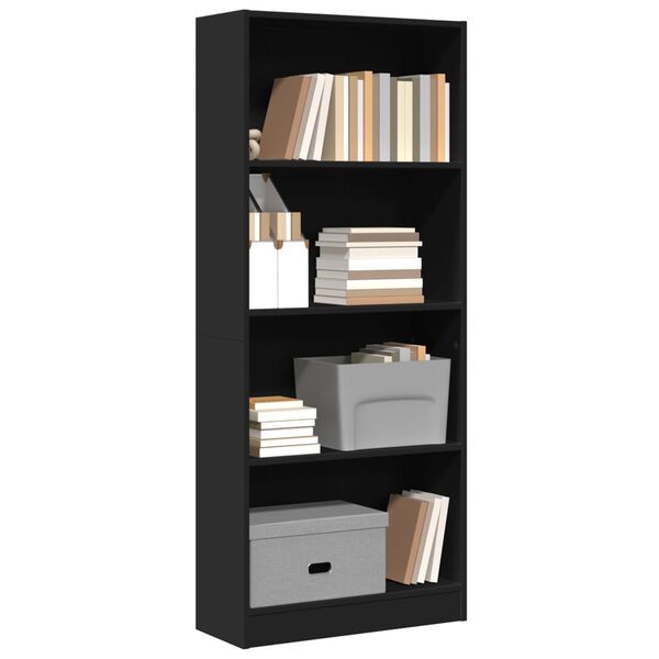 vidaXL Libreria Nera 60x24x143 cm in Legno Multistrato