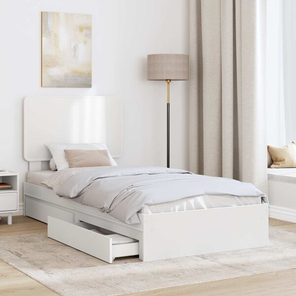 vidaXL Letto con Contenitore Bianco 90 x 200 cm Legno multistrato