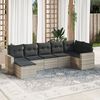 vidaXL Set Divani da Giardino 7pz con Cuscini Grigio Chiaro Polyrattan