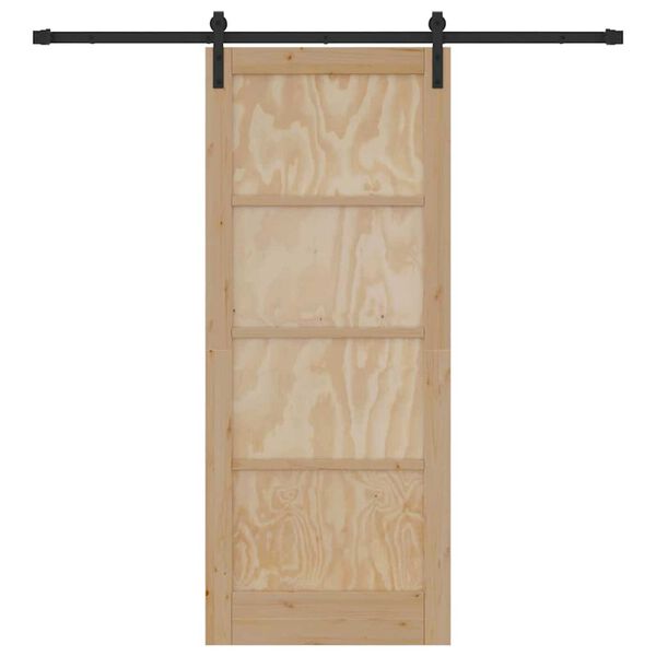vidaXL Porta scorrevole Naturale e Nero 83 x 202 cm Pino massello