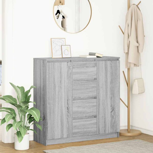 vidaXL Credenza con Cassetti Grigio Sonoma 100,5x35x98,5 cm Truciolato