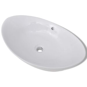 vidaXL Lavello Ovale in Ceramica di Lusso con Troppopieno 59 x 38,5 cm