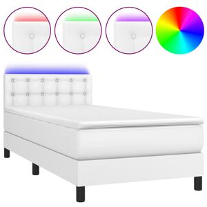 vidaXL Giroletto Molle con Materasso e LED Bianco 90x190 cm Similpelle