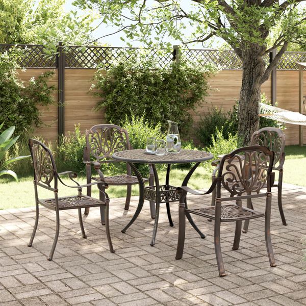 vidaXL Set da Pranzo da Giardino 5 pz Bronzo in Alluminio Pressofuso