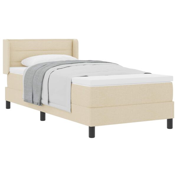 vidaXL Letto a molle con materasso Crema 200 x 80 cm Tessuto