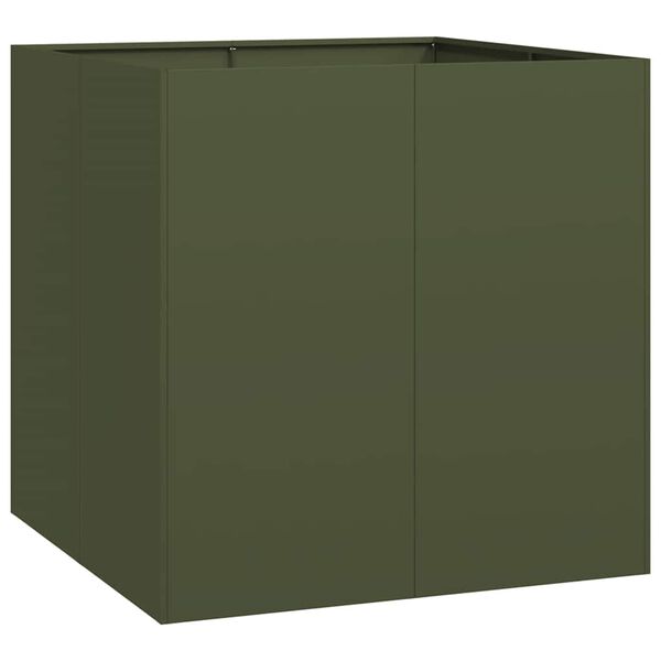 vidaXL Fioriera Verde Oliva 80x80x80 cm in Acciaio