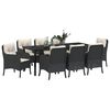 vidaXL Set da Pranzo per Giardino con cuscino 9 pcs Nero polyrattan