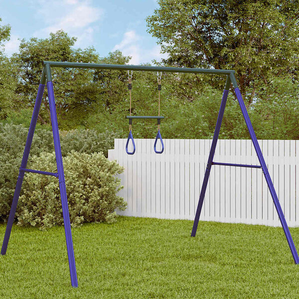 vidaXL Barra Trapezio con Anelli per Bambini Blu e Verde in Acciaio