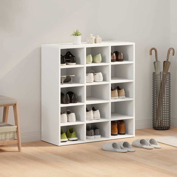 vidaXL Mobile per scarpe Bianco 77,5 x 30 x 83,5 cm Legno multistrato