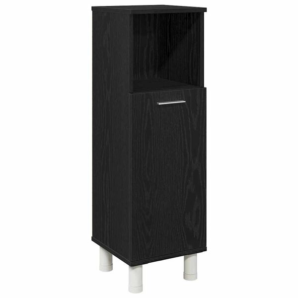 vidaXL Mobile da Bagno Rovere Nero 30 x 30 x 95 cm Legno multistrato