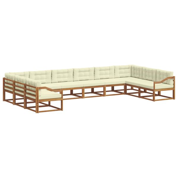 vidaXL Set di divani da esterno con cuscino 10 pcs Naturale e Crema