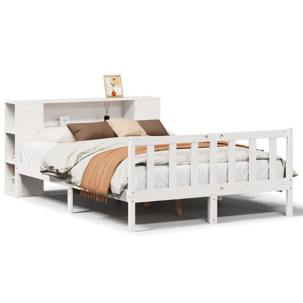 vidaXL Letto Libreria senza Materasso Bianco 140x190 cm Legno di Pino
