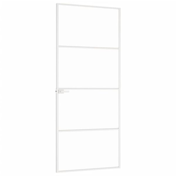 vidaXL Porta Interna Bianca 83x201,5 cm Vetro Temperato Alluminio Slim