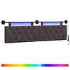 vidaXL Testiera sospesa Con luce LED Marrone Scuro Tessuto