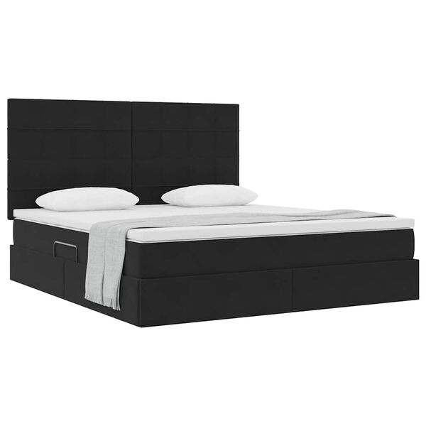 vidaXL Letto con contenitore e materasso Nero 160 x 200 cm Velluto