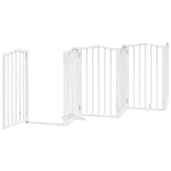 vidaXL Cancello Cani Porta Pieghevole Bianco 6 Pannelli 300 cm Pioppo