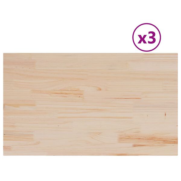 vidaXL Piani Tavolo 3 pz 80x47x1,7 cm Rettangolare Legno Massello Pino