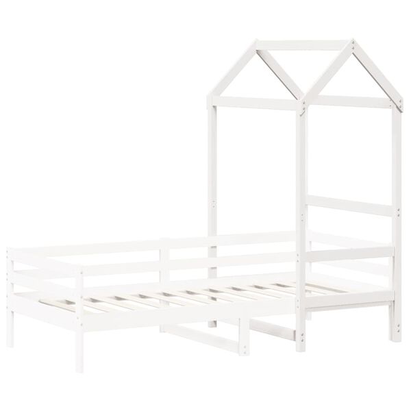 vidaXL Tetto Letto Bambini Bianco 108x70x176,5 cm Legno Massello Pino