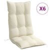 vidaXL Cuscini per Sedia con Schienale Alto 6 pz Crema Tessuto Oxford