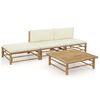 vidaXL Set Divani da Giardino 4 pz con Cuscini Bianco Crema in Bamb&ugrave;