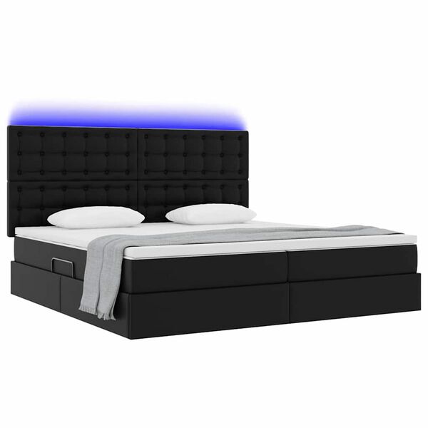 vidaXL Letto con contenitore e LED Nero 200 x 200 cm Pelle Sintetica