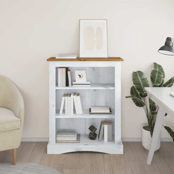 vidaXL Libreria a 3 Ripiani Pino Messicano Corona Bianco 81x29x100 cm