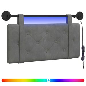 vidaXL Testiera sospesa Con luce LED Grigio Scuro Velluto