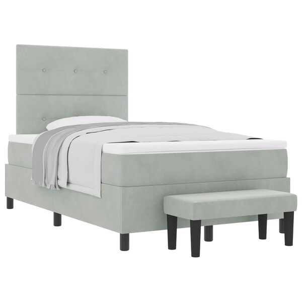 vidaXL Letto a molle con materasso Grigio chiaro 120 x 200 cm Velluto