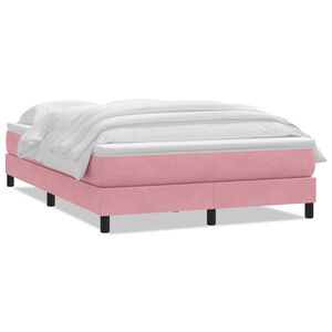 vidaXL Giroletto a Molle con Materasso Rosa 140x220 cm in Velluto