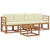 vidaXL Set di divani da esterno con cuscino 5 pcs Naturale e Crema