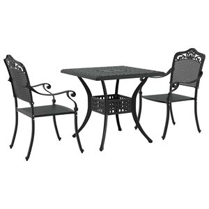 vidaXL Set di Tavolo da Giardino 3 pcs Nero Alluminio pressofuso